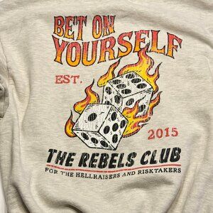 Rebel Soul Bet On Yourself Gray Fleece Graphic Pullover Sweatshirt Women's M